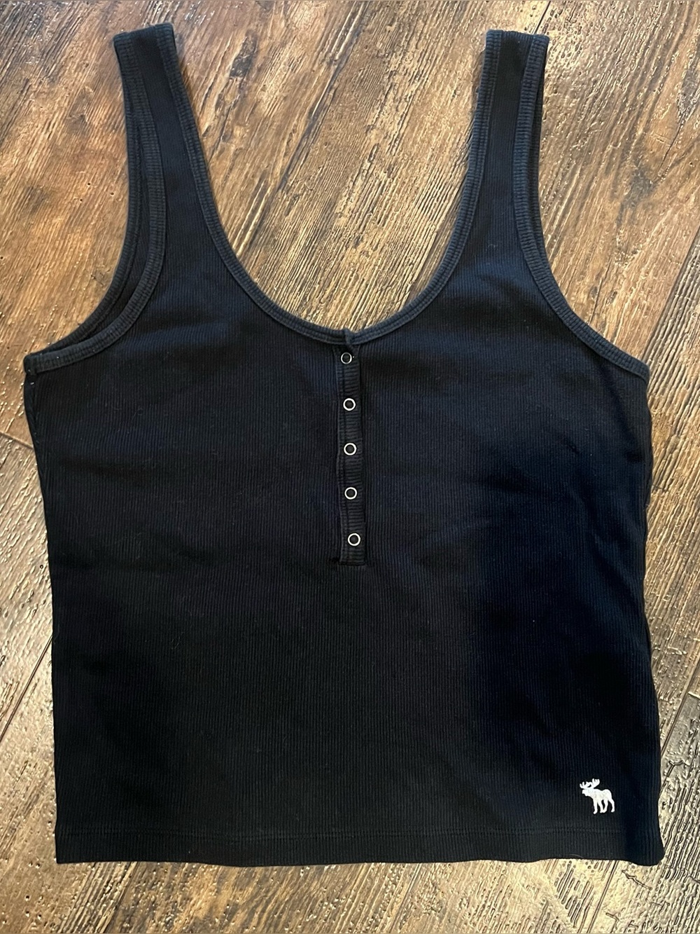 Abercrombie And Fitch Soft And Rib Black Tank With Moose Logo Size L